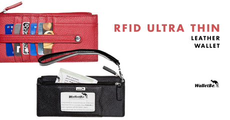 Ultra Thin Leather Snap Card Wallet RFID