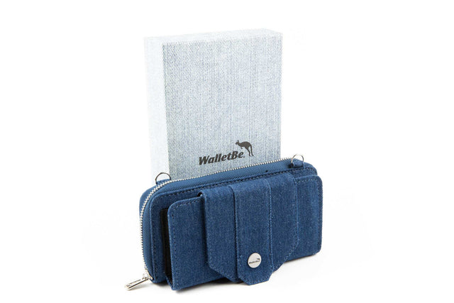 Denim Crossbody RFID Cell Phone Wallet Purse - WalletBe