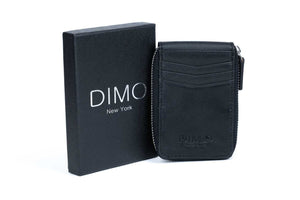 Outer ID RFID Cross Weave Leather Zipper Wallet