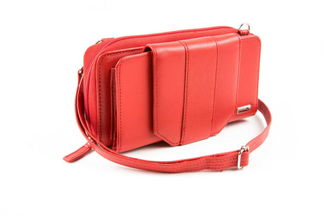 Leather Crossbody RFID Cell Phone Wallet Purse (Pebbled)