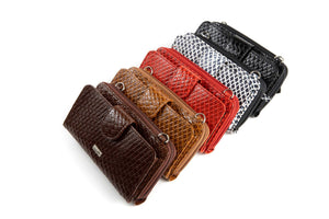 Woven Leather RFID Crossbody Smartphone Wallet Purse